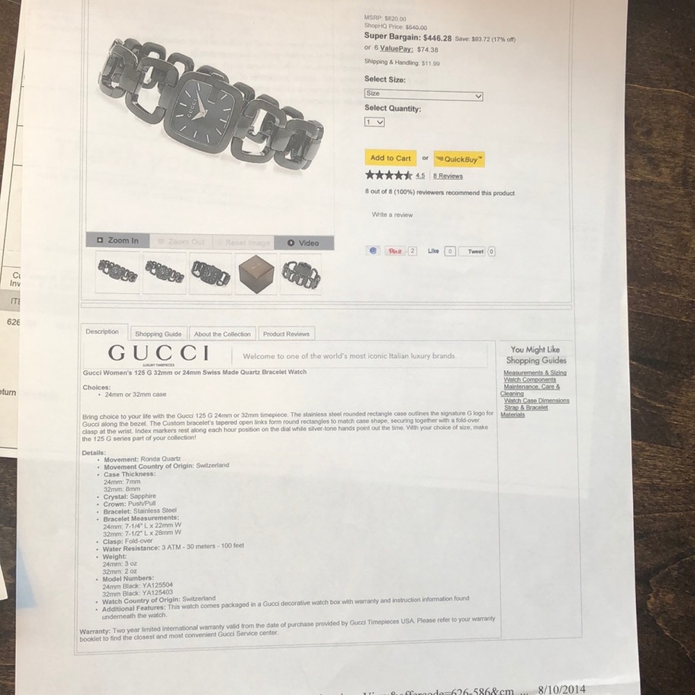 Gucci 125G 24mm Swiss quartz bracelet watch - Picture 10 of 13